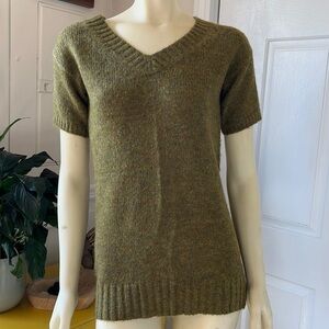 𝅺j.crew September Sweater V Neck Heather Moss Short Sleeve XS
